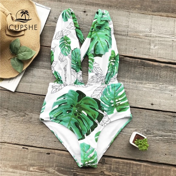 Cupshe Other - Cupshe Monstera Leaves Deep Plunge Neckline Med